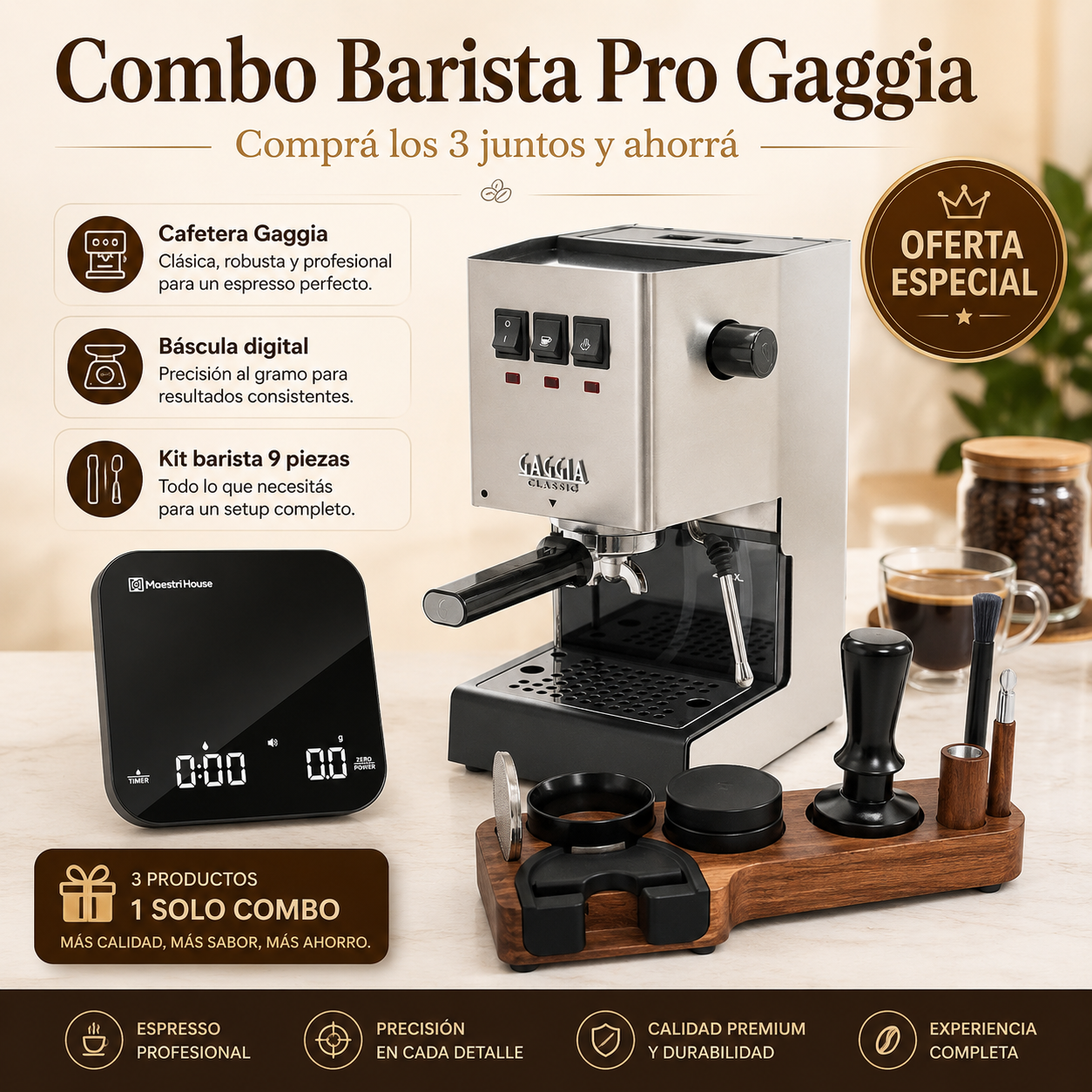 Promo Combo Barista Gaggia Premium de 9Bar