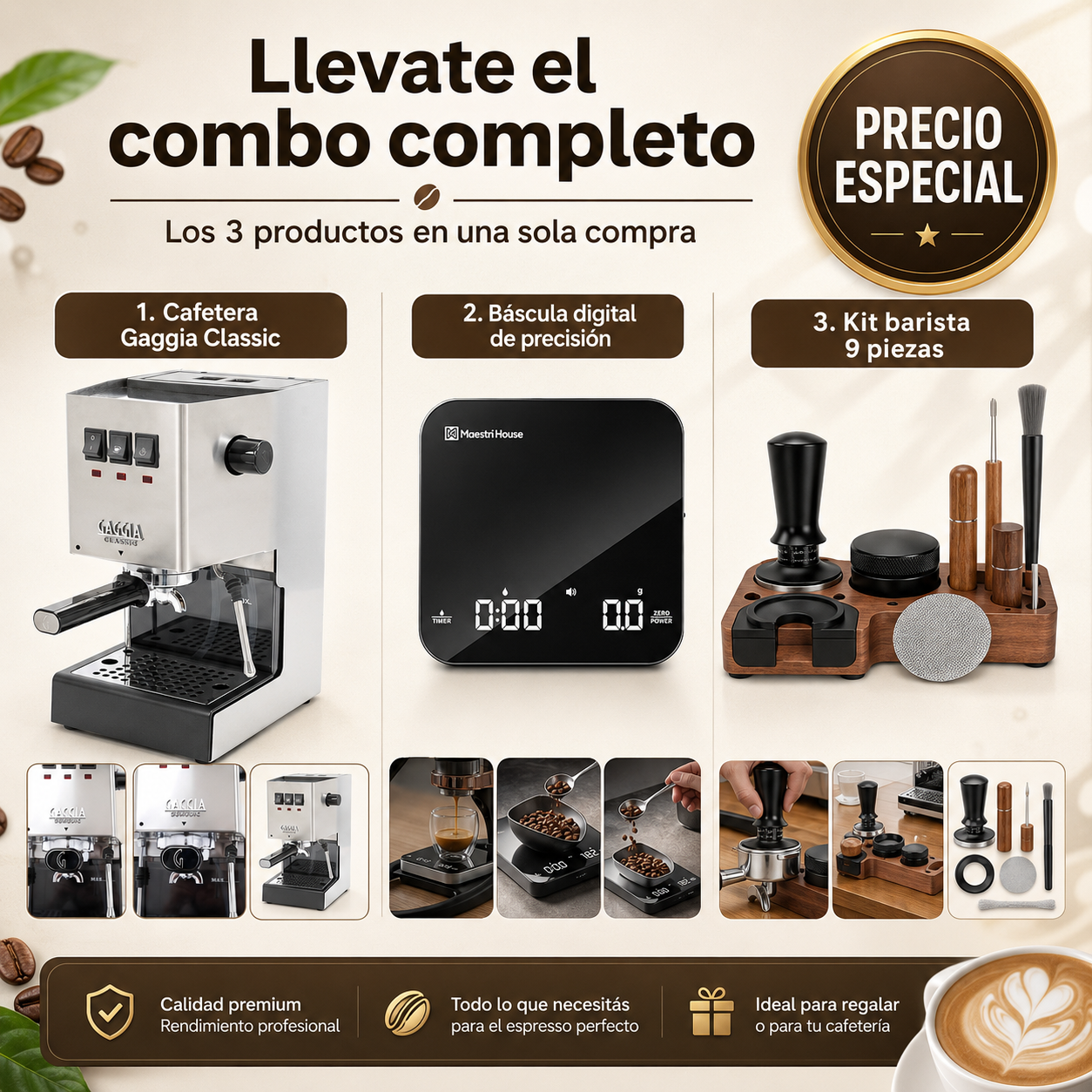 Promo Combo Barista Gaggia Premium de 9Bar